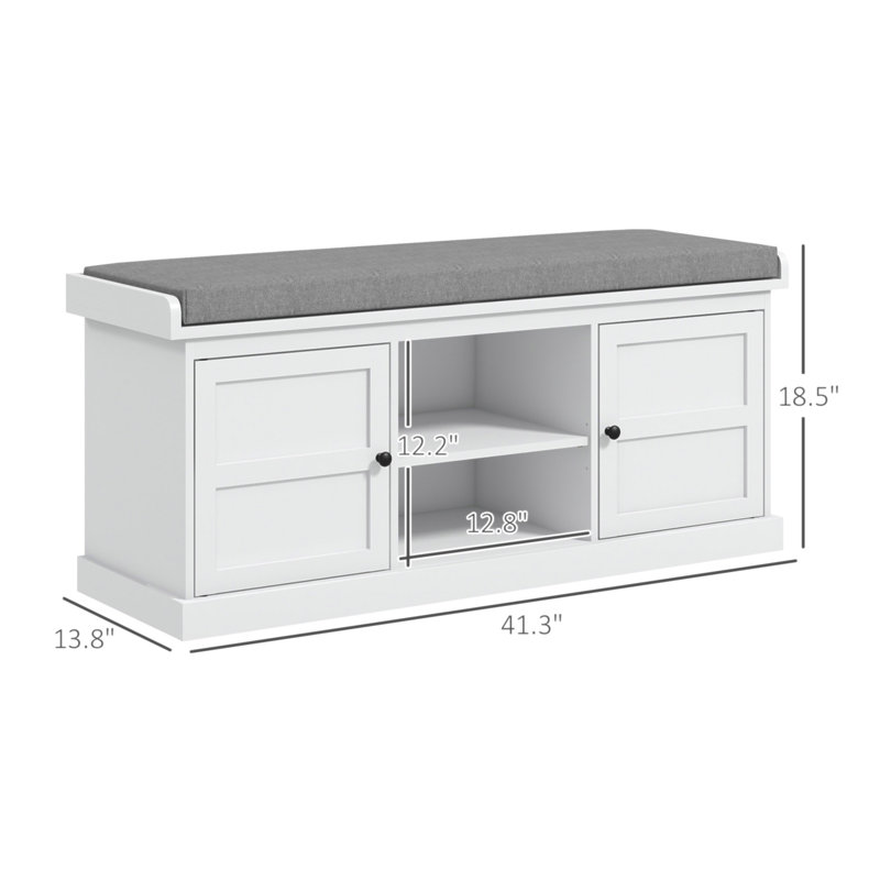 Banc d'entrée, banc de rangement pour chaussures avec siège rembourré
