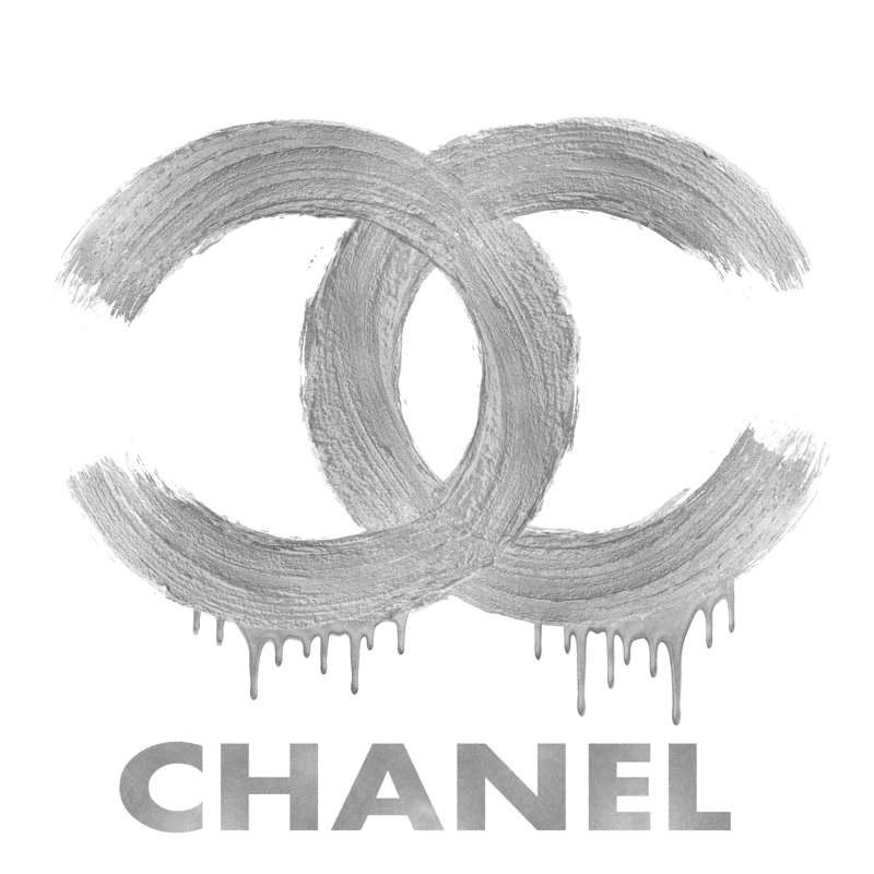 Fashion Logo Silver On White by Madeline Blake - Wrapped Canvas Print, 30cm H x 30cm W