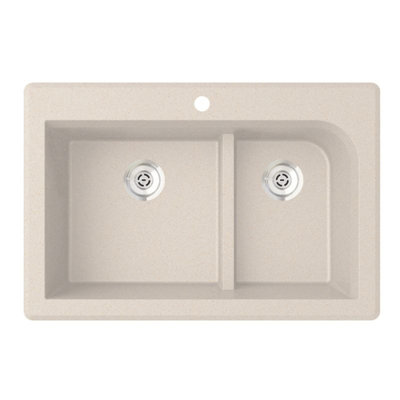 Évier de cuisine à double cuve encastré 33 po x 22 po granite