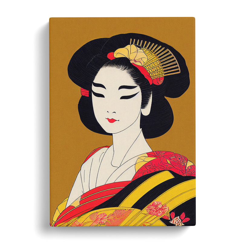 Beauty of a Geisha - Wall Art, Wrapped Canvas, 50cm H x 35cm W x 3cm D, No Matte