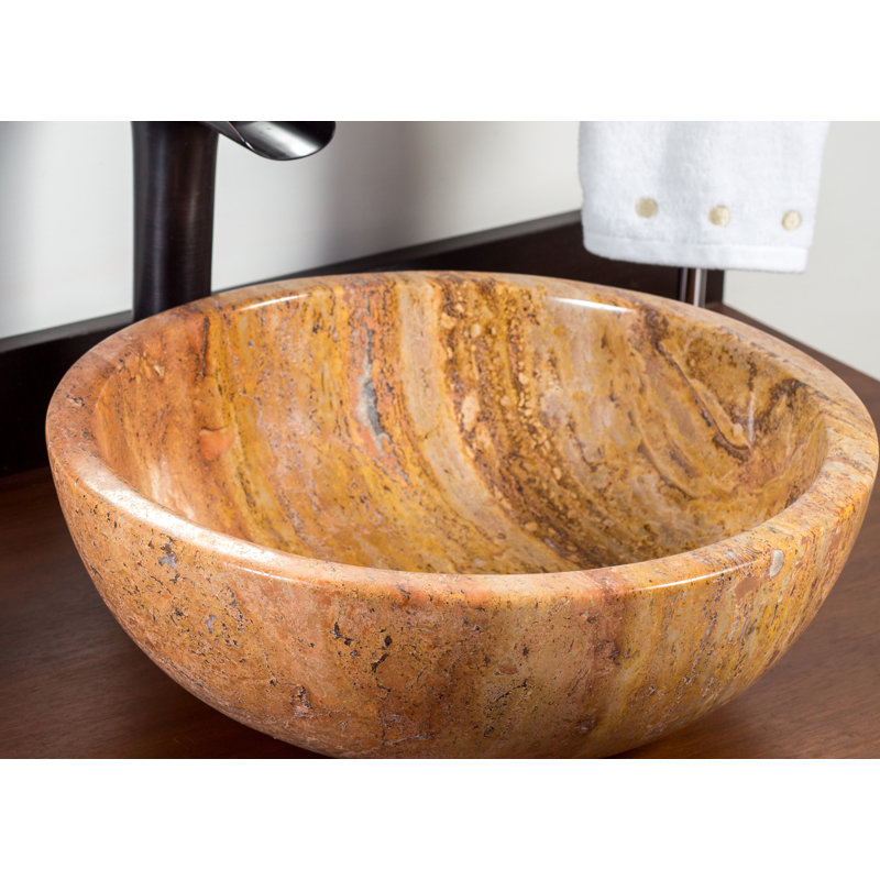Laguna Marble 16'' Peach Stone Circular Bathroom Sink