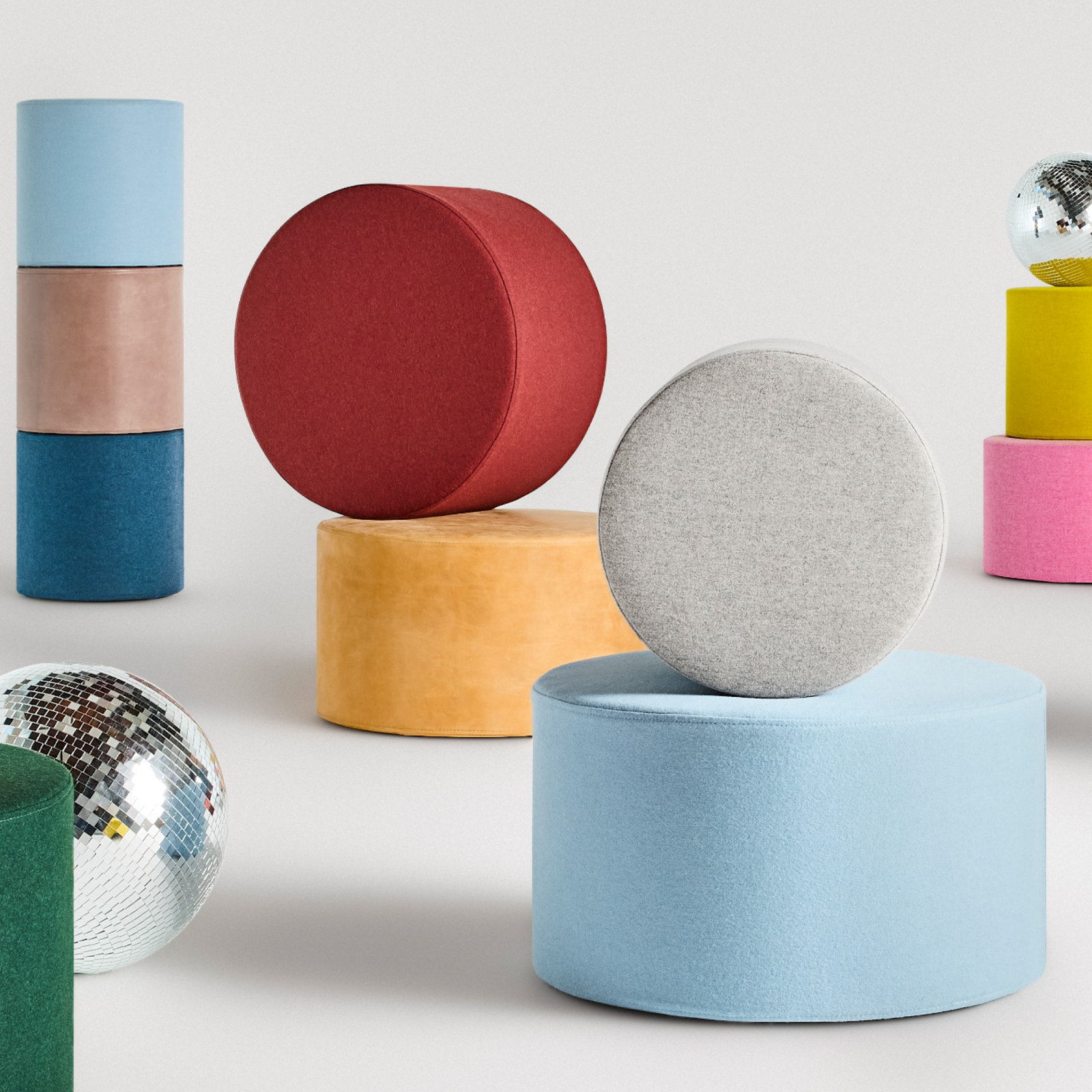 Bumper Upholstered Pouf, Vesper Tobacco