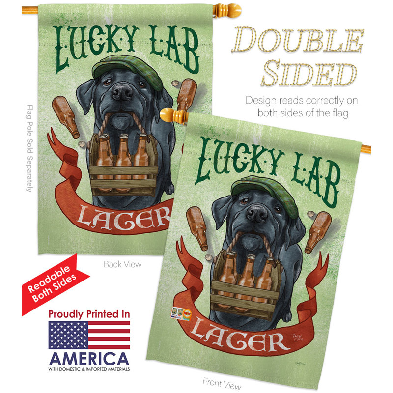 Drapeau de maison en polyester 40 x 28 po Lucky Lab Lager