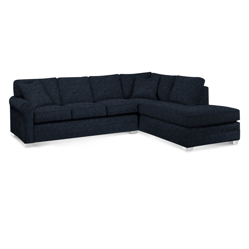 Bedford Upholstered Sectional, Frost White Finish, Right Hand Facing, Navy Crypton Performance; 0822-61