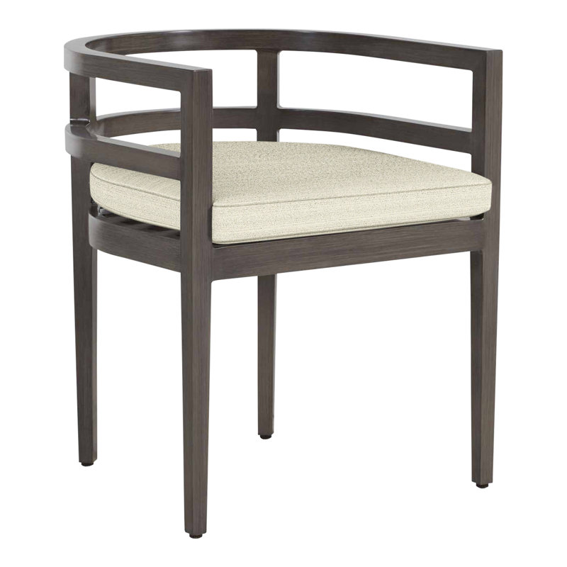 Santa Barbara Aluminum Patio Dining Armchair with Cushion, Welt, Tweed Toffee