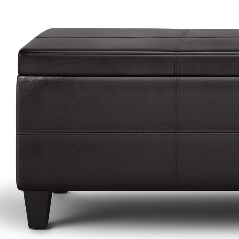 Tanners Brown Faux Leather Lift Top Storage Ottoman