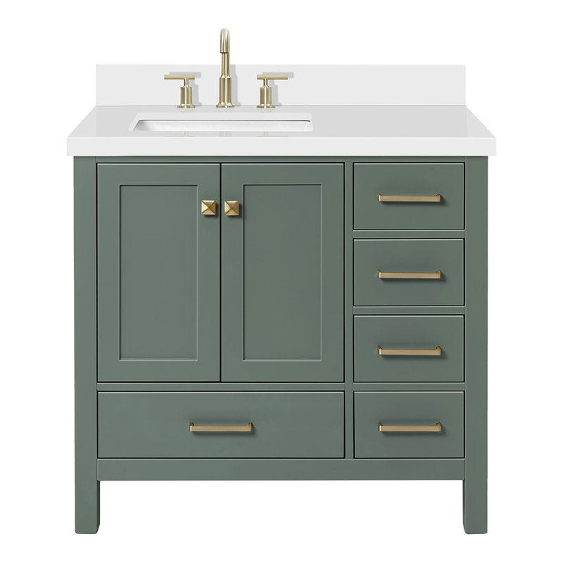 Ensemble de meuble-lavabo simple 37 po Grevera, Vert rétro, Rectangular