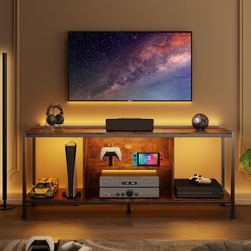 Nasha Large Capacity And Multi- Purpose Tv Stands For Tvs Up To 55, Rustic Brown/Black