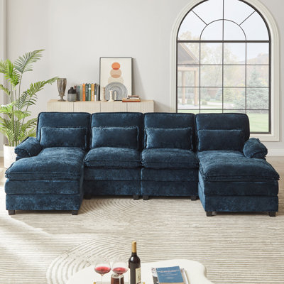 Canapé en U à double couche avec coussins décoratifs Chinelle
