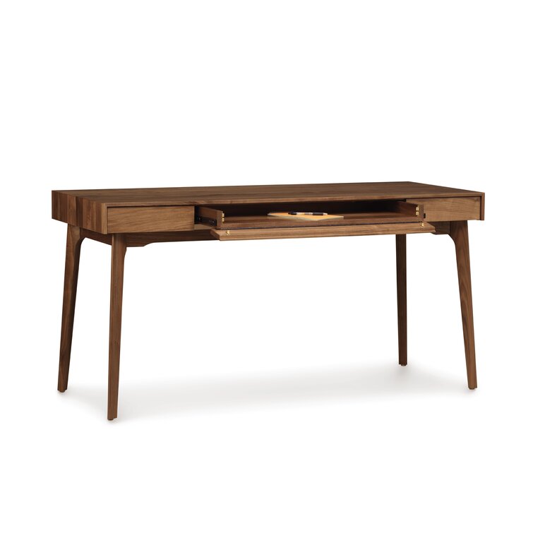 Noir Jetson Natural Brown Teak Wood Midcentury Modern Desk