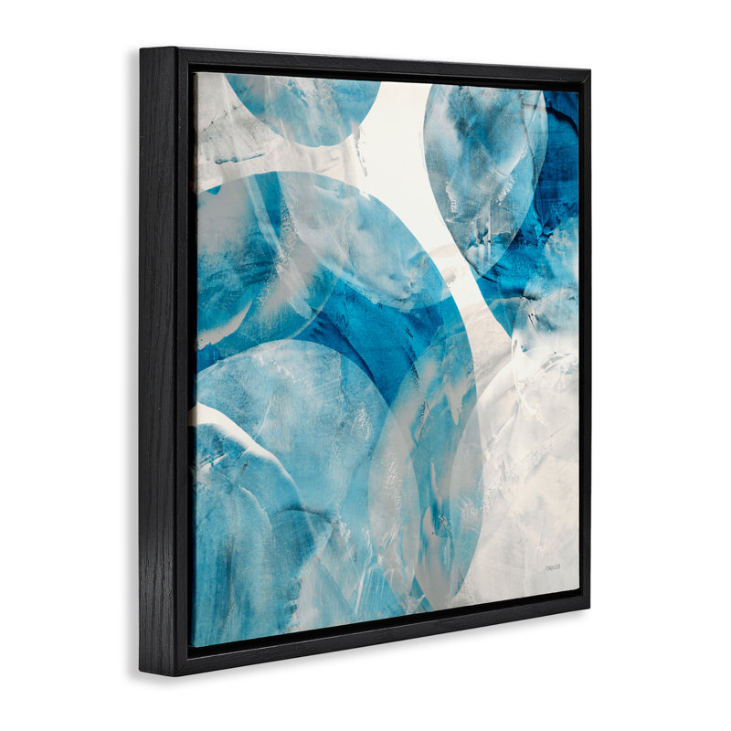 "Opaque Blue Spheres" par Jeff Iorillo, H 18 po x l 18 po, Cadre flottant noir de jais
