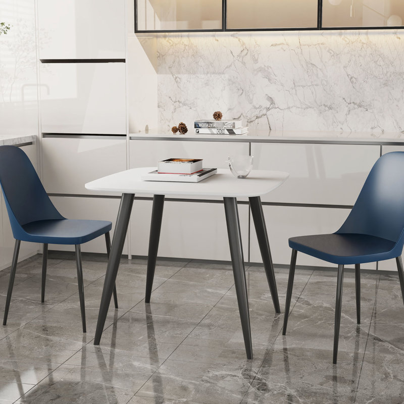 Aspen 3-Piece Casual Dining Set - Square Dining Table & 3 Duo Plastic Chairs , White, Blue