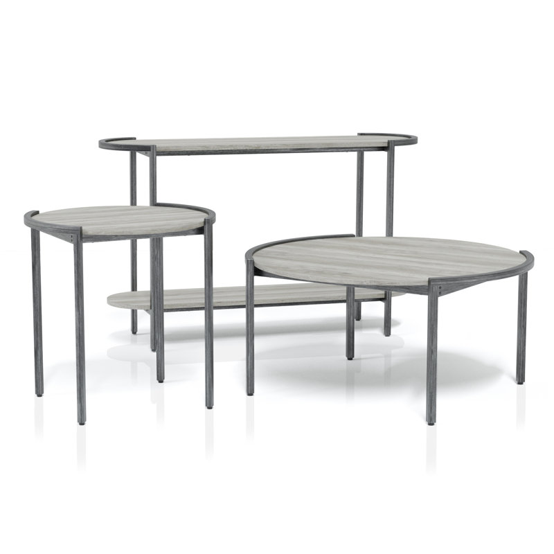 Ensemble de tables basses Ponce, 3 pièces: table basse, table de bout, table de ca