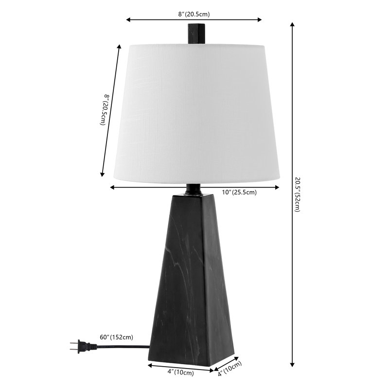Lampe de table en résine Jiliana, Marbre noir
