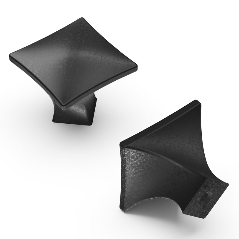 Twist Collection Knob - 1-1/4" x 1-1/4 " Cabinet Knob Black Iron - Transitional Hardware for Drawers & Cabinets, Black Iron