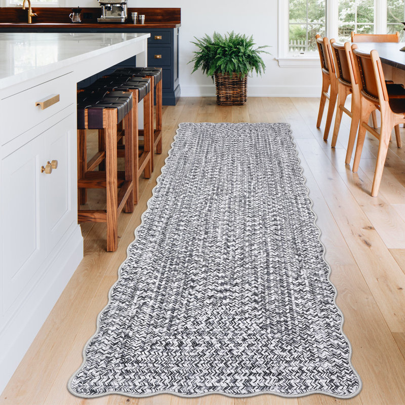 Tapis festonné Farmhouse, Gris, Tapis de couloir 2 pi x 10 pi