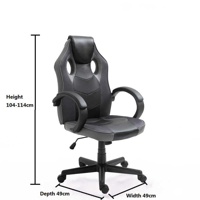 Inbox Zero Adjustable Height PC & Racing Game Chair, Grey