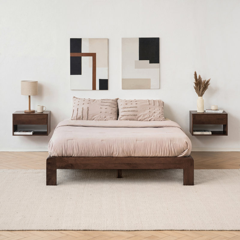 Reni 1 - Drawer Solid Wood Floating Nightstand, Espresso