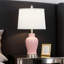 Ensemble de 2 lampes de table Modern Modern en céramique rose avec abat-jour en lin