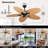 Palm Island Tropical Ceiling Fan With 5 Palm Leaf Blades, Indoor/Outdoor No Light Fan, Pull Chain Control, Dual Mounting Options