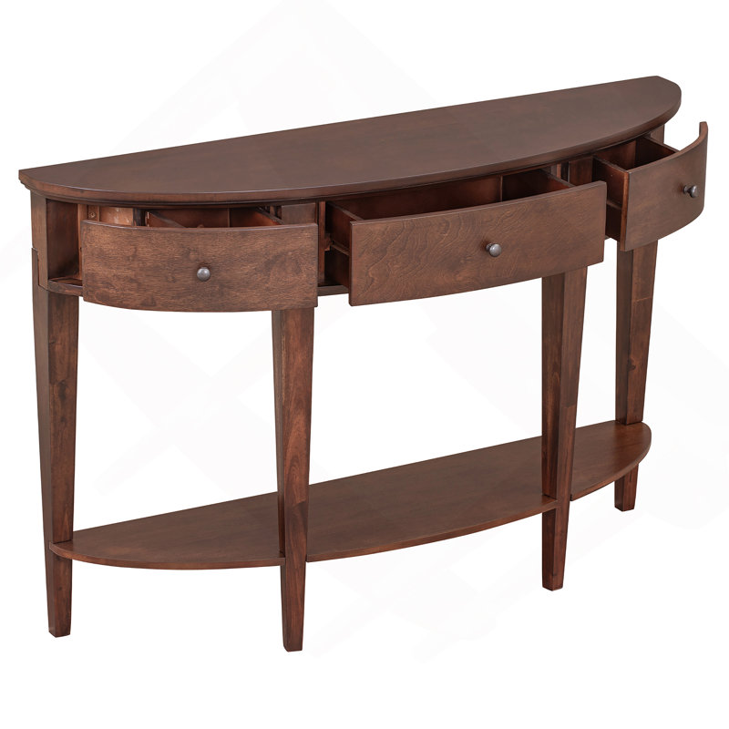 Table console moderne avec 3 tiroirs et 1 tablette pour le couloir, l'entrée et le salon, Espresso