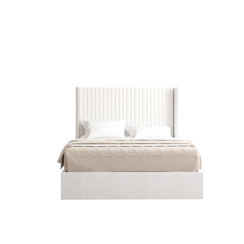 Barkat Upholstered Ottoman Storage Bed, Double (4'6), White