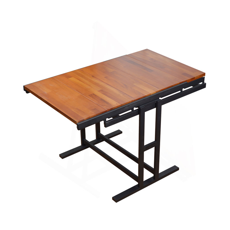Medium-Size Rubber Wood Multifunction Convertible Dining Table,Transition Dining Table And Shelf For Home And Kitchen,Free Switch,Space-Saving For Any Need ,Wood Color Finish