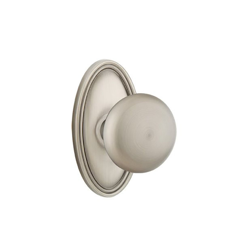 Ensemble de boutons d'intimité Emtek avec bouton ovale Roestte et Providence, Étain