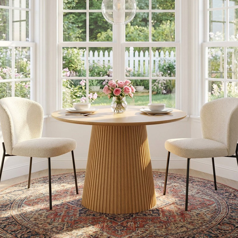 Table de salle à manger moderne moderne 46 "en bois avec piédestal en bois massif