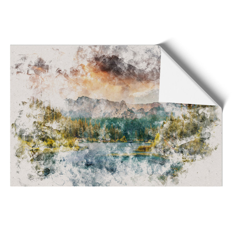 Forest and Lake Vol.4 Watercolour - Unframed Graphic Art, 59cm H x 84cm W x 0.1cm D