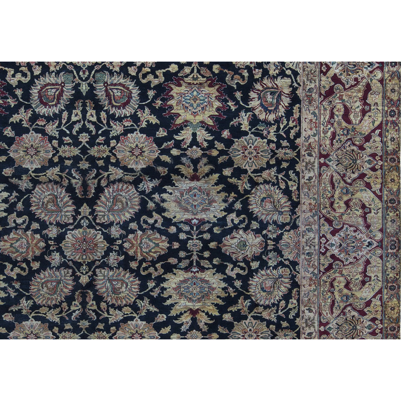 Tapis bleu et rouge noué à la main de haute qualité