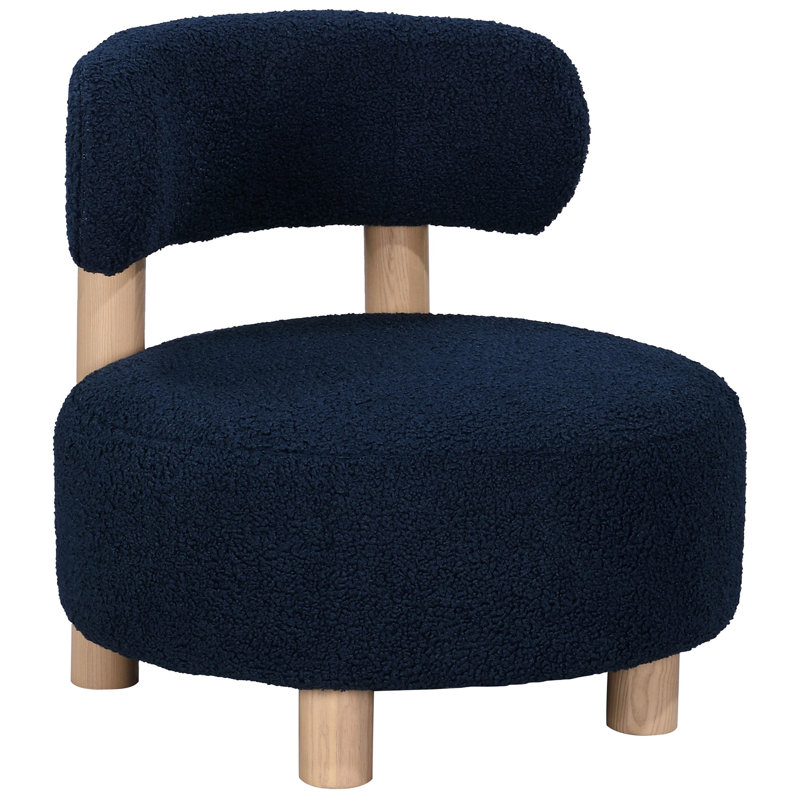 Fauteuil d'appoint rembourré à dossier demi-tonneau, Bleu