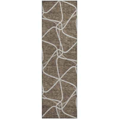 Premium Machine Washable Prisco Brown Rug