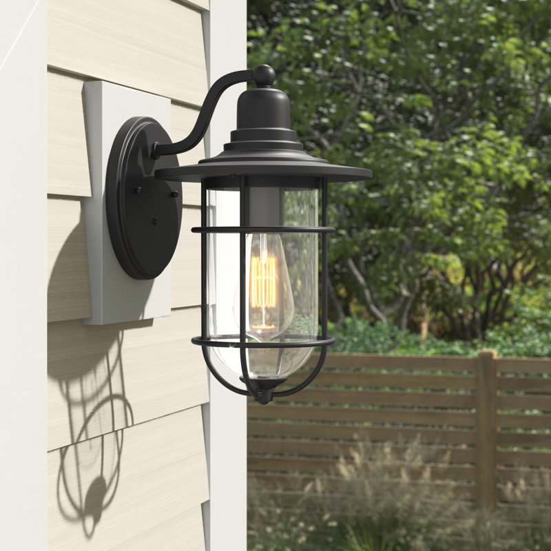 Applique murale d'extérieur 1 lumière Ulmston, Noir thermolaqué, H 15,75 po x l 10 po x P 7 po