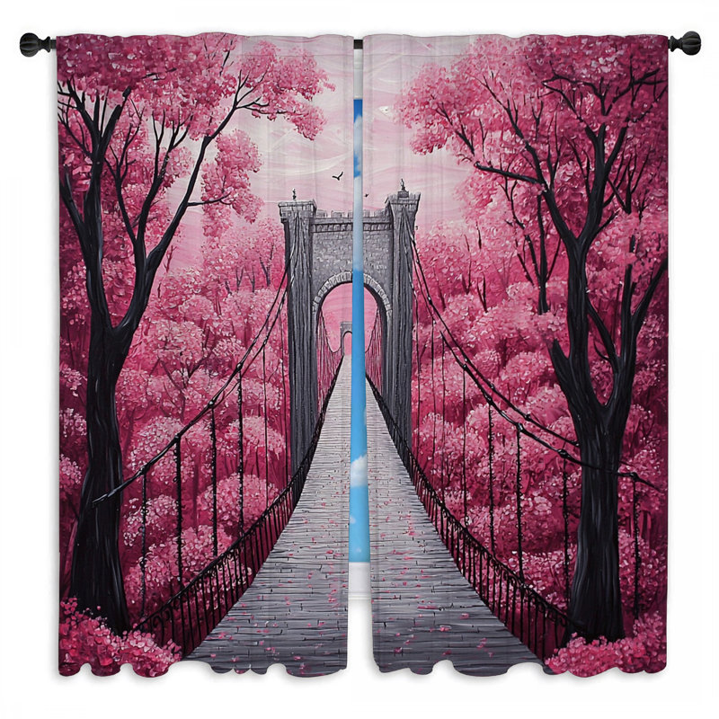 Bridge Window Curtains  Architecture Eclectic Drapes - 2 Panels, 40" W x 61" L