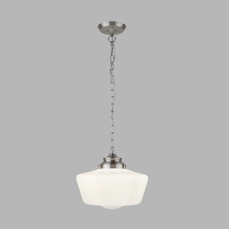 Sens 1 - Light Schoolhouse Pendant, Satin Silver/White