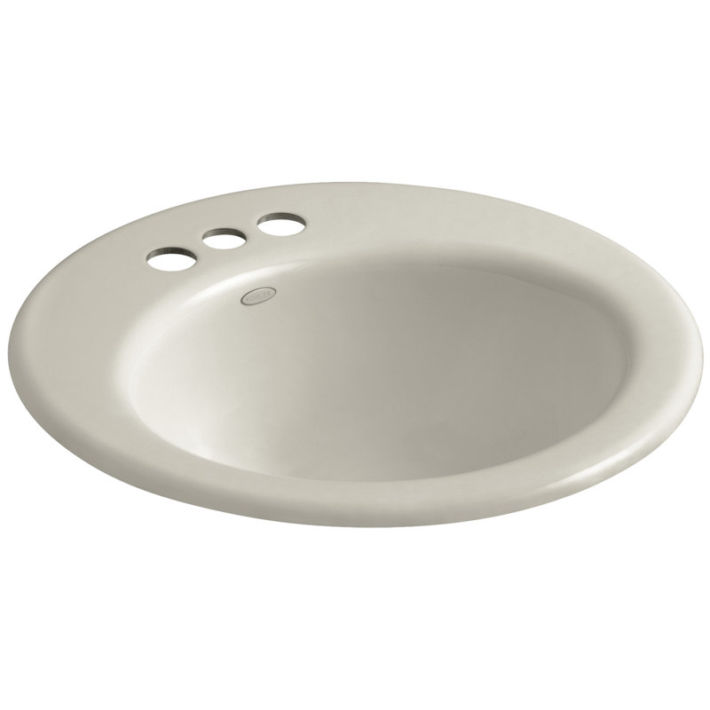 Lavabo de salle de bain circulaire en métal avec trop-plein Radiant, Rosé Innocent, 4 po au centre