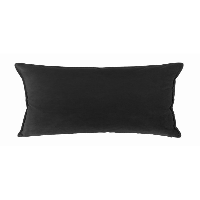 Franklin Washable Velvet Square Pillow Cover & Insert , Black, 15"H X 20"W