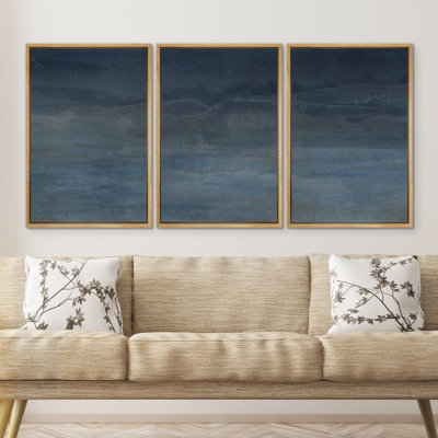 Abstract Blue Landscape Modern Minimalist Navy Blue and Grey Nature Wilderness Modern Art Cool