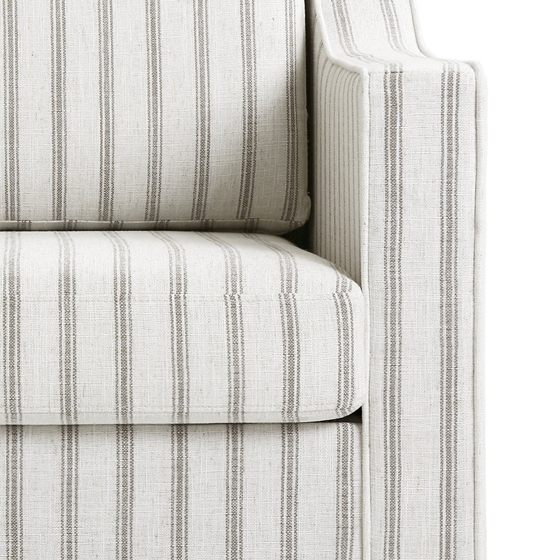 Upholstered Swivel Armchair, Pinstripe Grey Cotton Blend