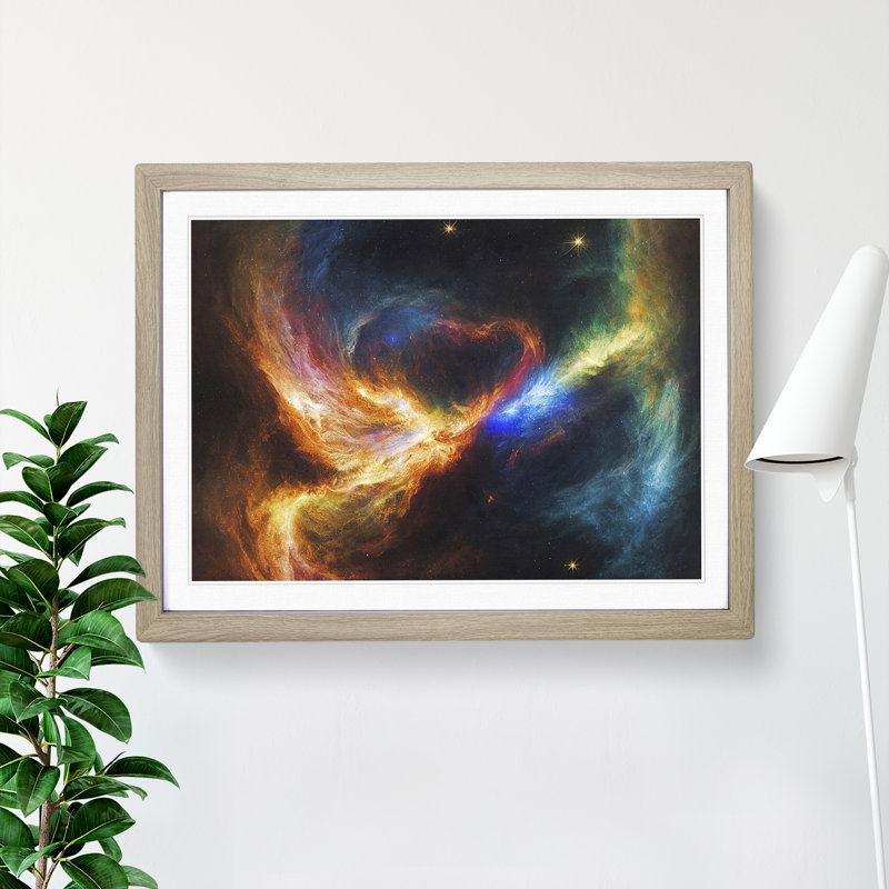 Futuristic Galaxy Vol.4 1 Piece Single Picture Frame Wall Art, 34cm H x 46cm W x 2cm D, Oak Framed