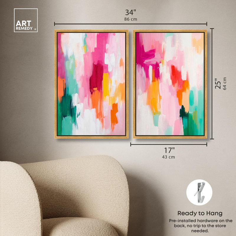 Playful Palette Set Canvas Print Modern Abstract Art Set by Art Remedy, Black Frame, 10 x 15, H 25 po x l 17 po