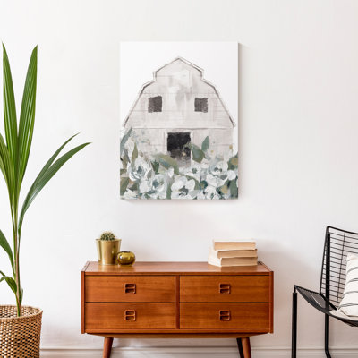 Sage Floral Barn Print On Canvas