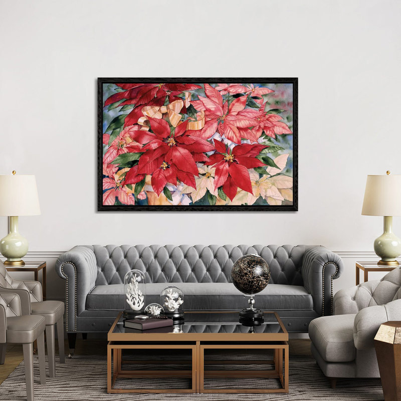 Poinsettia by Kathleen Parr McKenna - Gallery-Wrapped Canvas Giclée on Canvas, Black Floater Framed, 152.5 cm H x 101.5 cm W