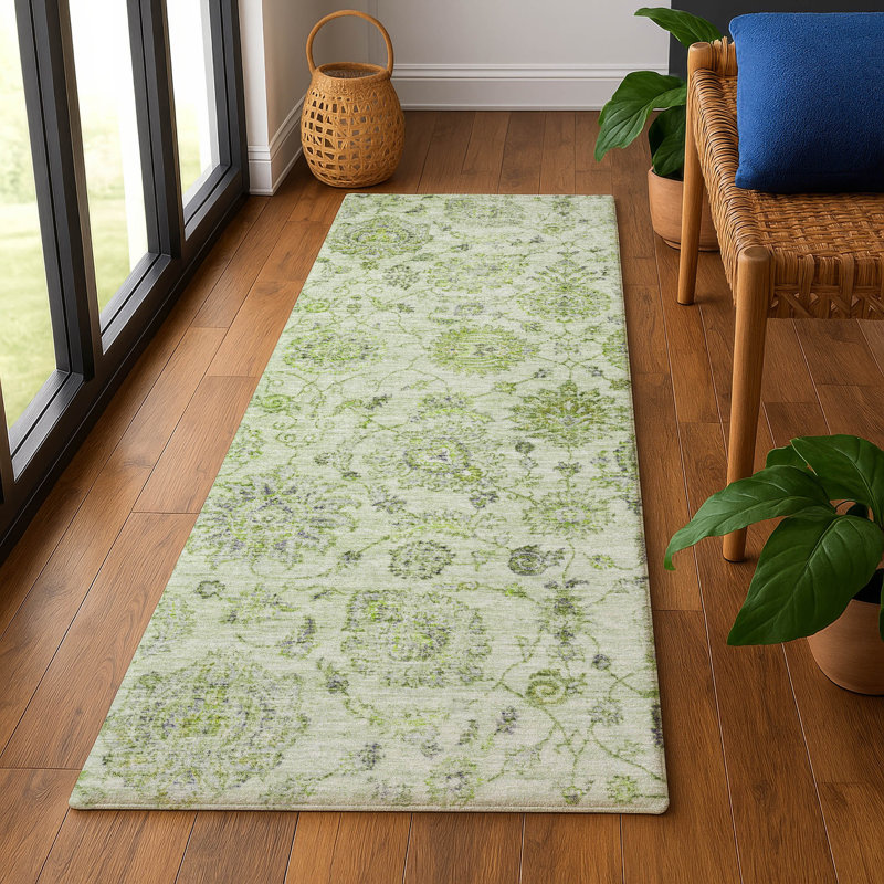 Premium Machine Washable Ashington AMF1833 Damask Rug, Runner 2'3" x 7'6"