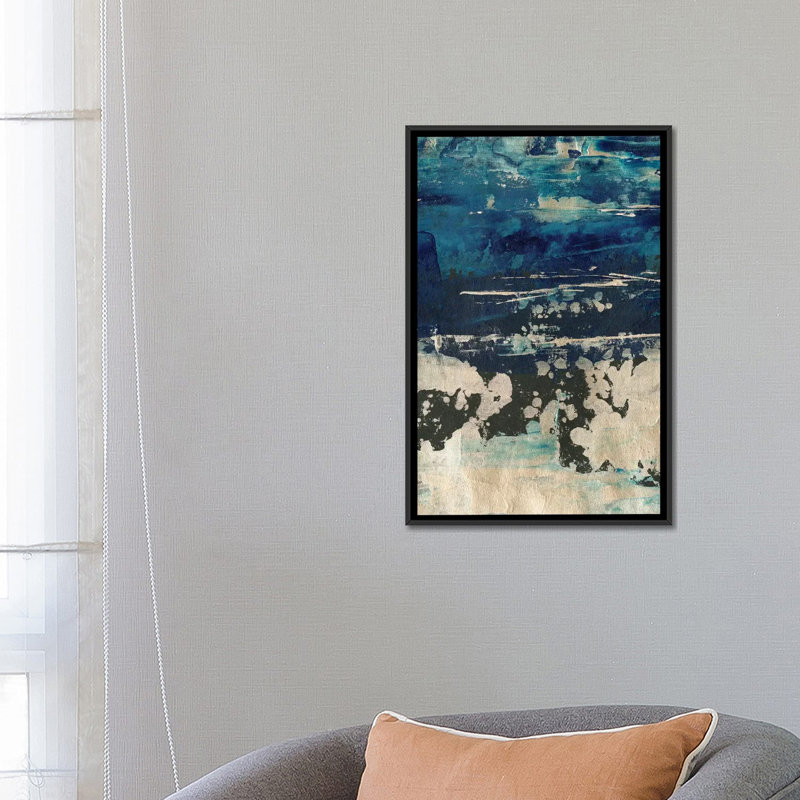 «Silver Surf I» par Ethan Harper - reproduction d'art, Pas de tapis, H 26 po x l 18 po x 1,5 po, Toile avec cadre noir