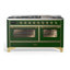 Cuisinière ILVE Majestic II Series 60 pouces à double combustible avec 9 brûleurs, plaque de cuisson (porte en verre, gaz naturel)-996079011-996079005