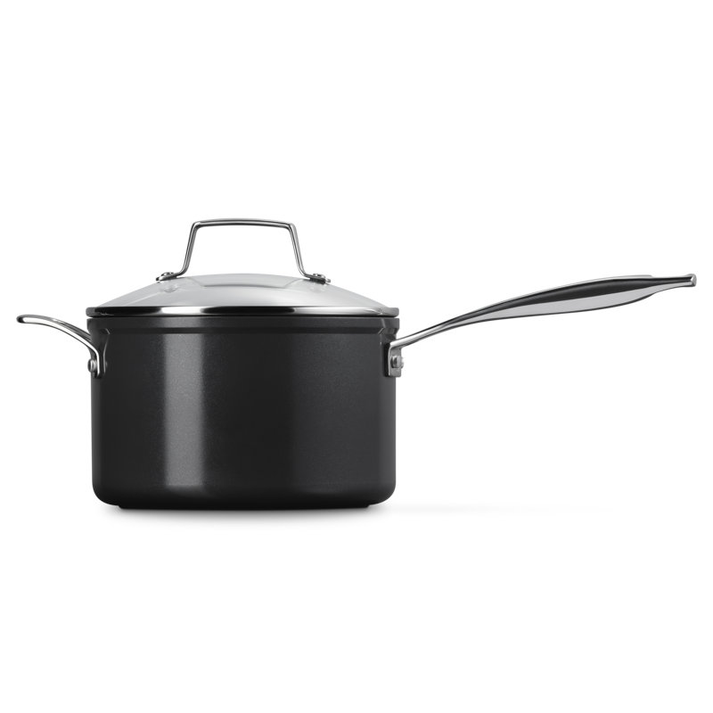 Le Creuset Essential Non-Stick Ceramic Saucepan With Glass Lid 4 Qt.