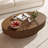45" Handcrafted Solid Wood Oval Coffee Table with Fluted Pedestal Design-1869326391