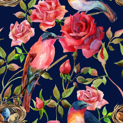 Pink And Red Roses by Unkown - Wrapped Canvas Print